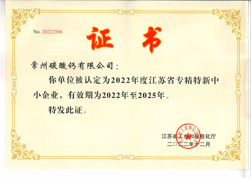 江蘇省專(zhuān)精特新中小企業(yè)